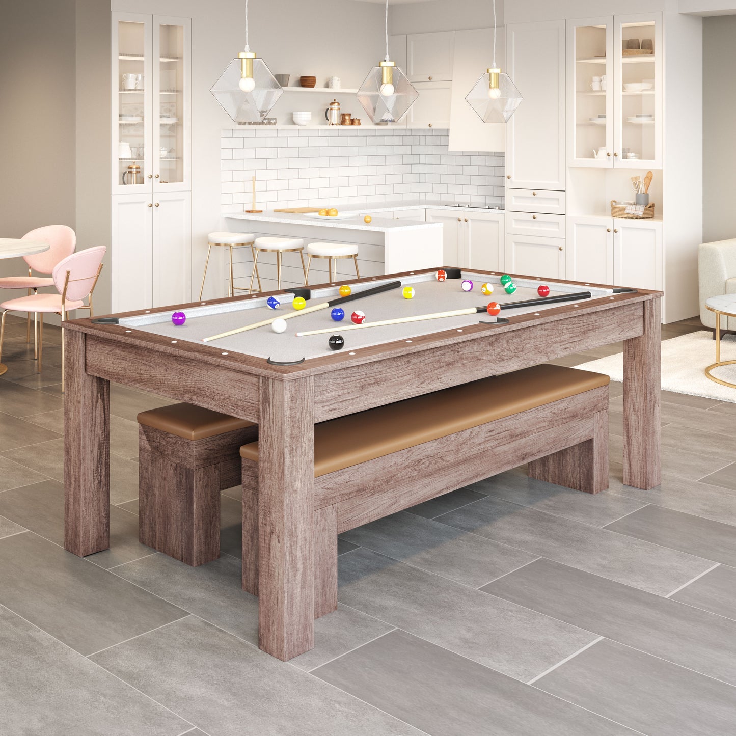 Bonkers 3 In 1 Table Brown With Pool Accessories