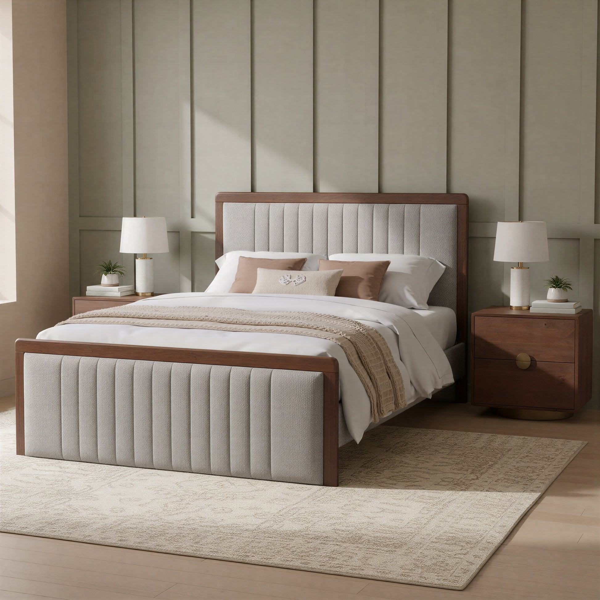 Somune Queen Bed Gray & Walnut - 10