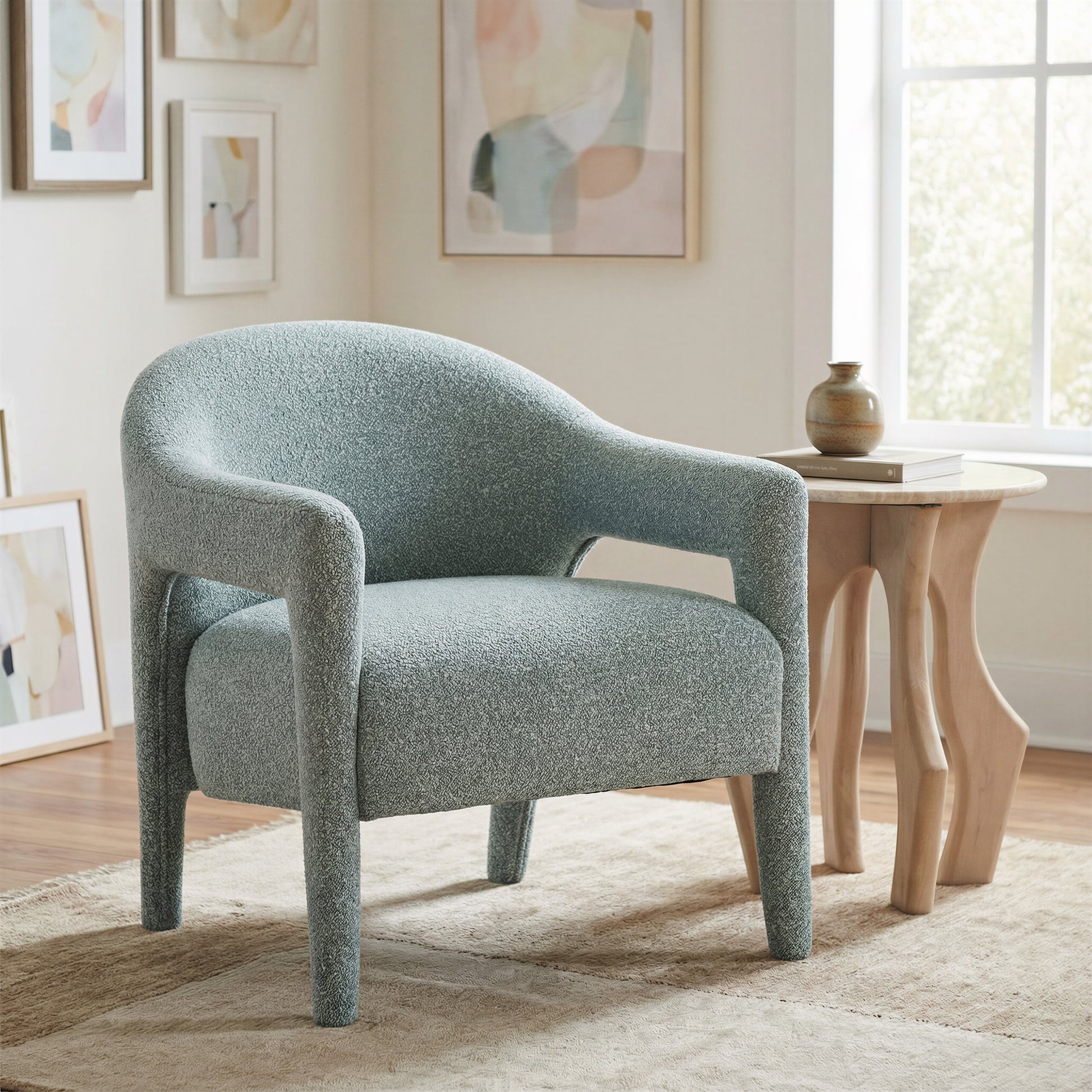Eda Side Table White & Natural - 7