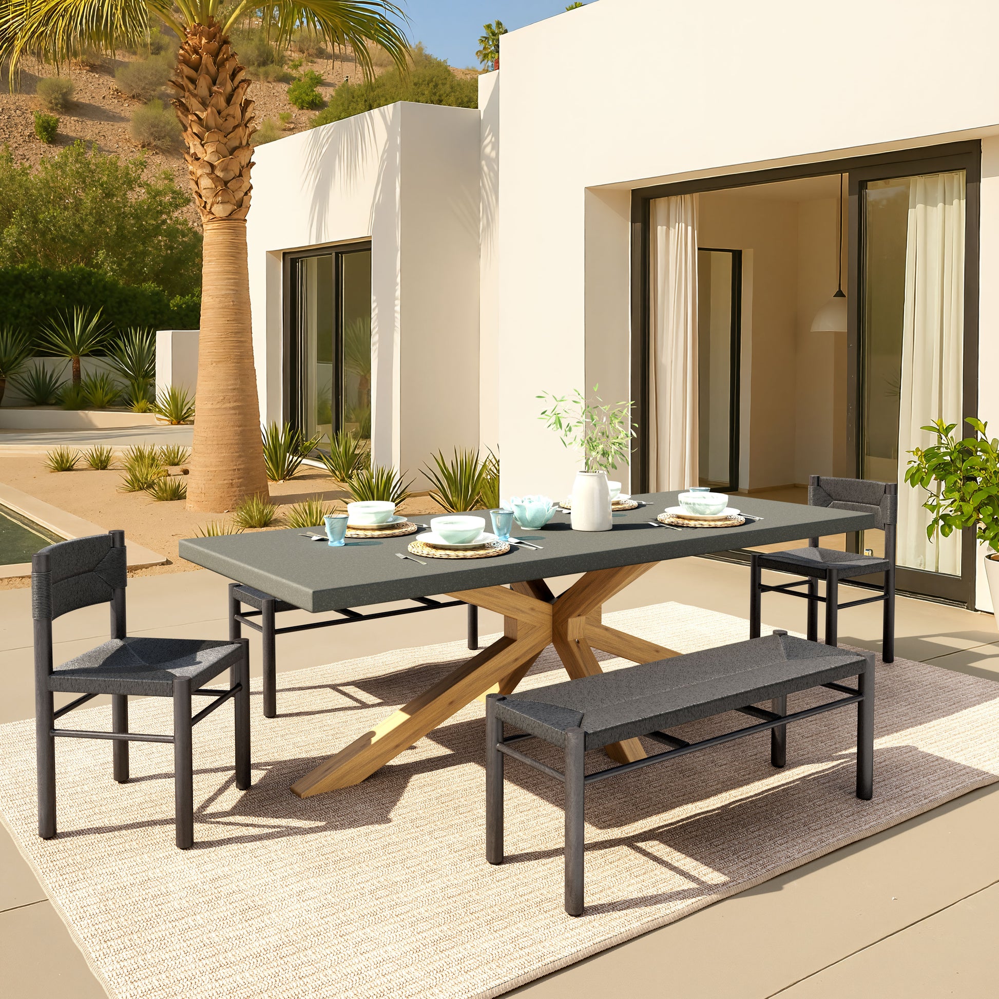 Suan Rectangular Dining Table Gray - 6