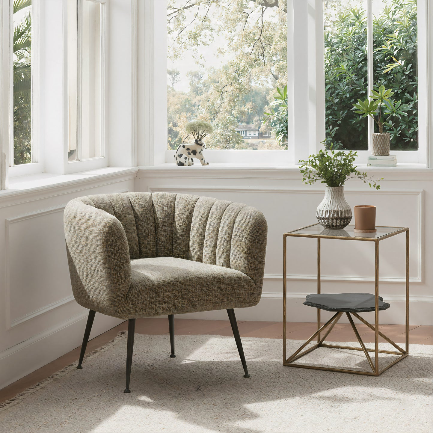 Deco Accent Chair Green Tweed - 7