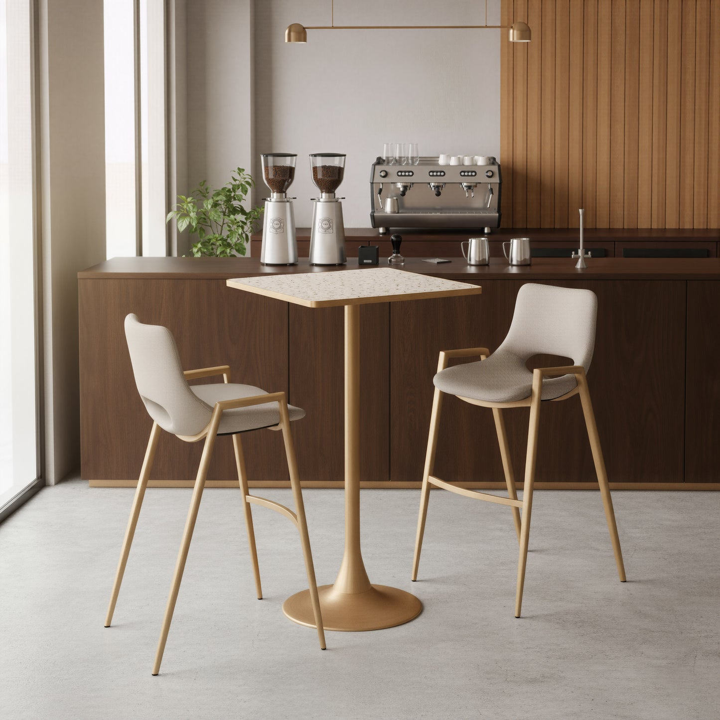 Spot Bar Table Beige & Gold - 7