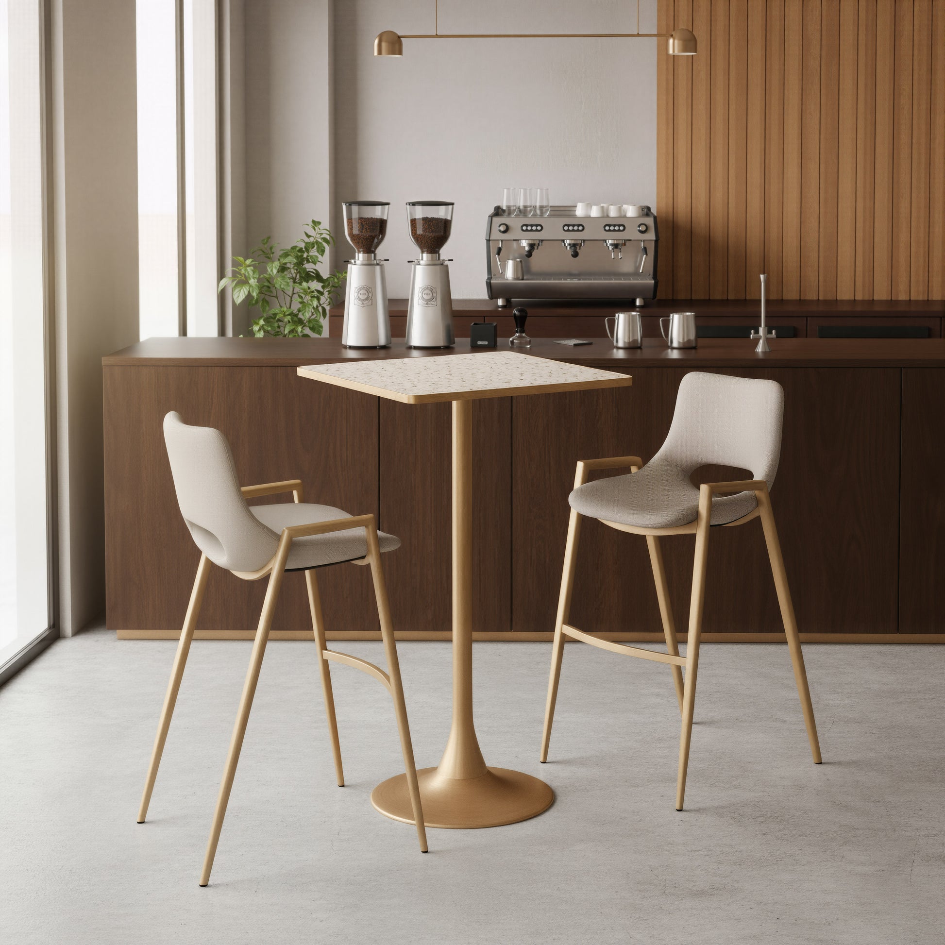 Spot Bar Table Beige & Gold - 7