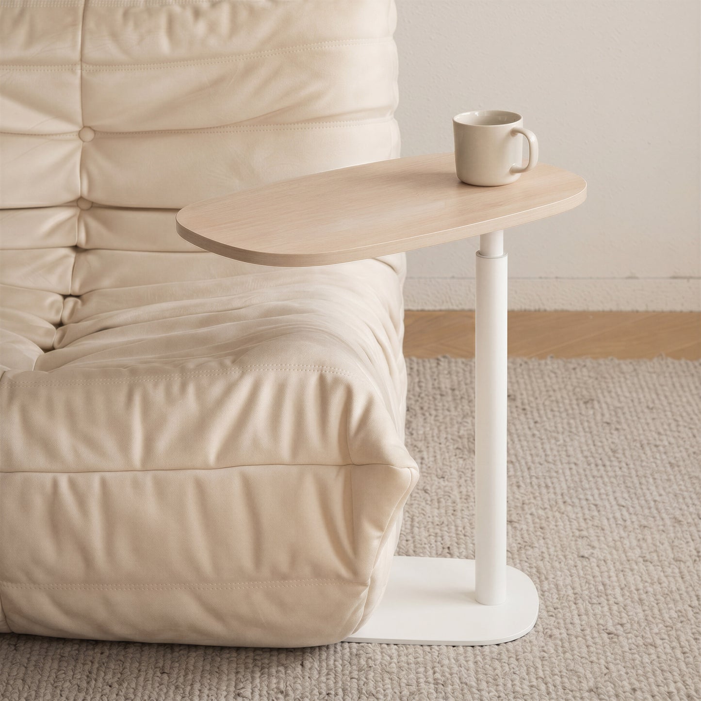 Buddy Adjustable Rotating Side Table Natural & White - 10