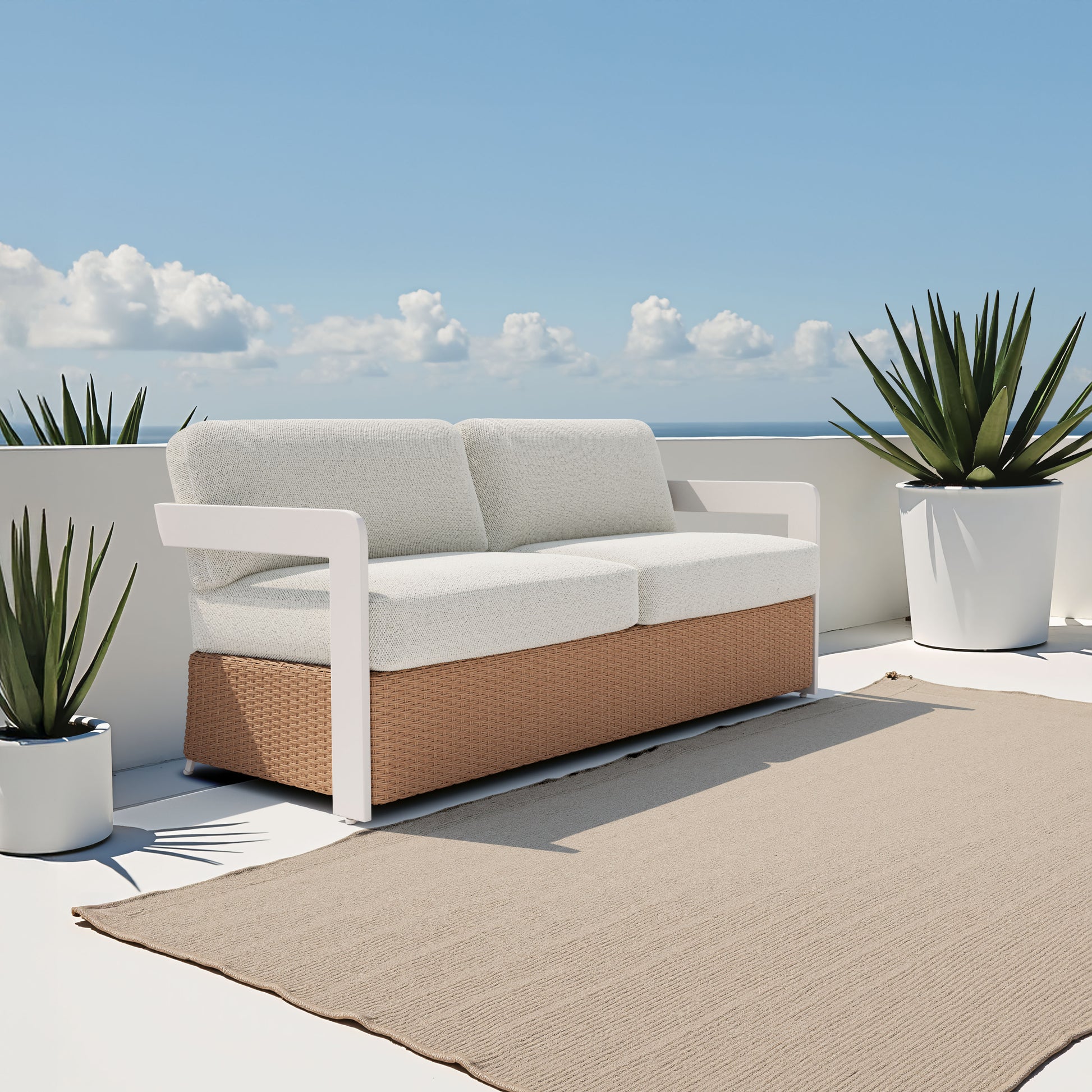 Gelo Sofa White & Brown - 8