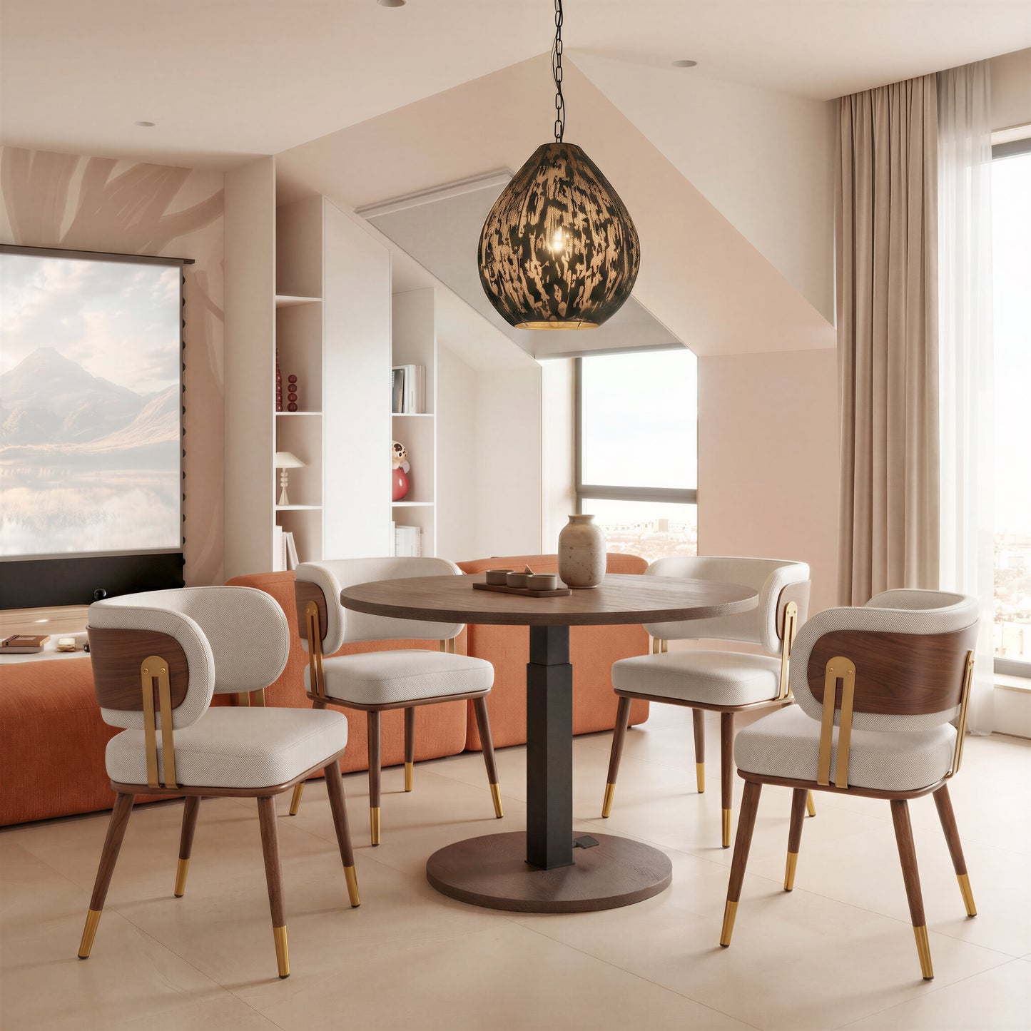 Brew Dining Chair Beige & Walnut - 11