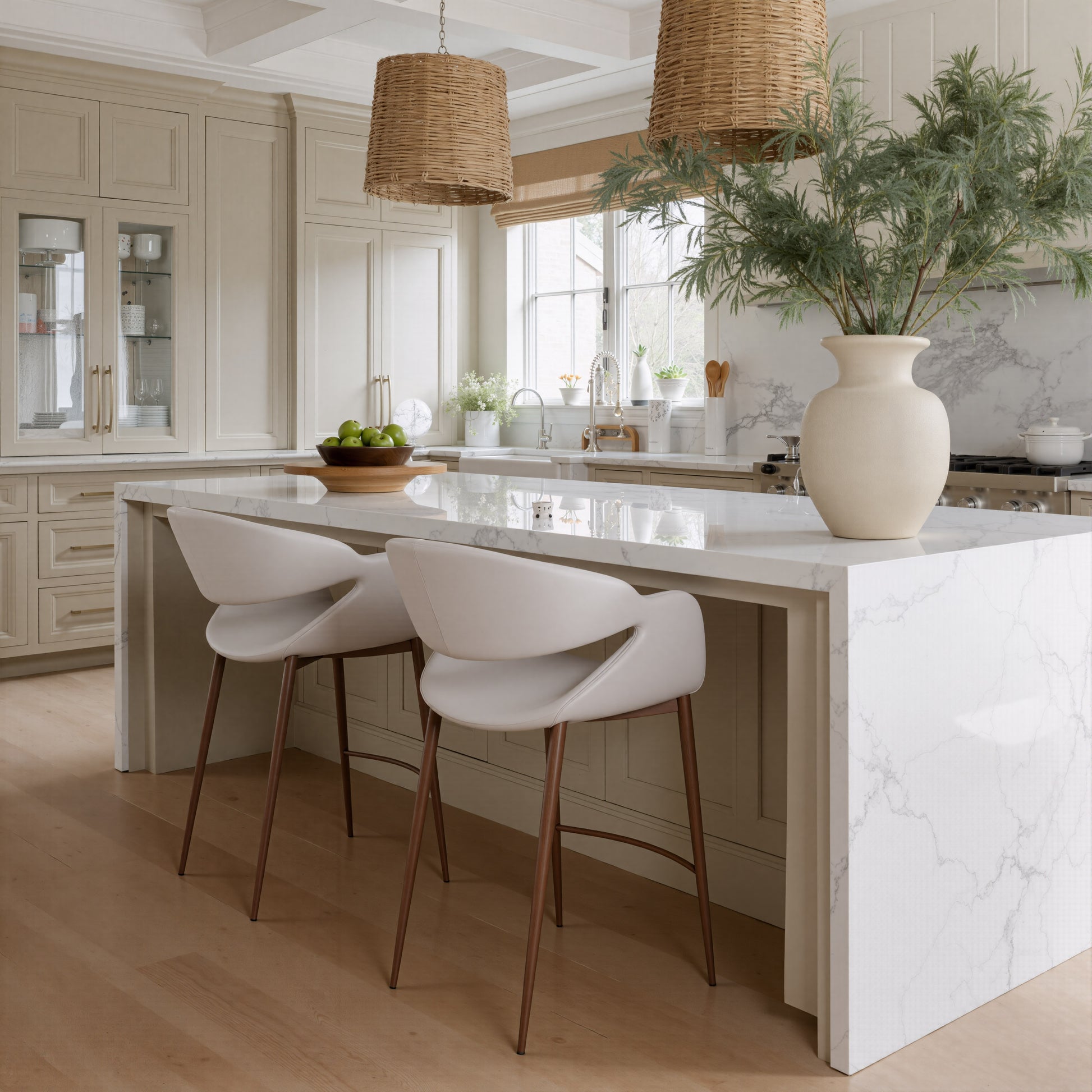 Limay Counter Stool Beige & Walnut - 9