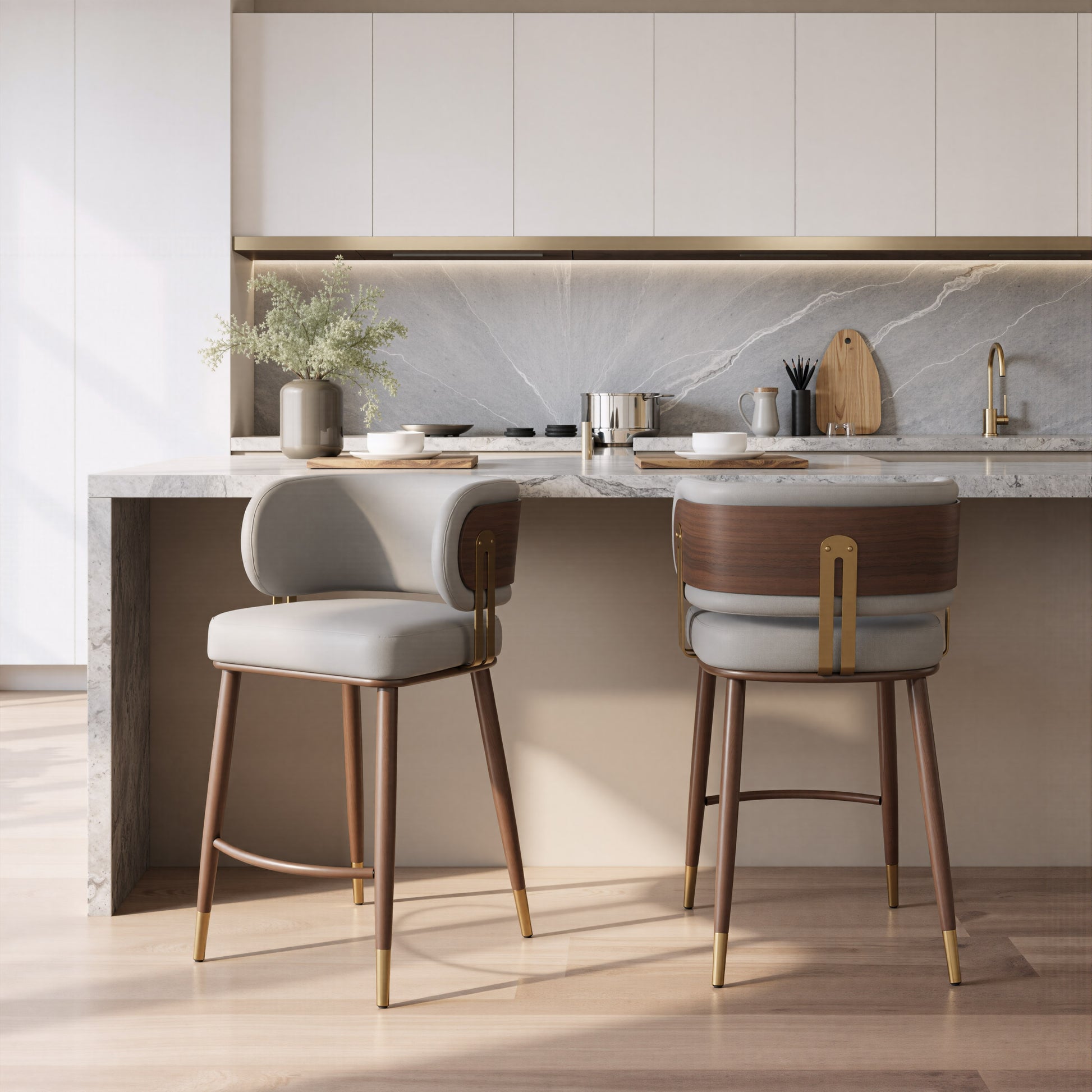 Brew Counter Stool Beige & Walnut - 8
