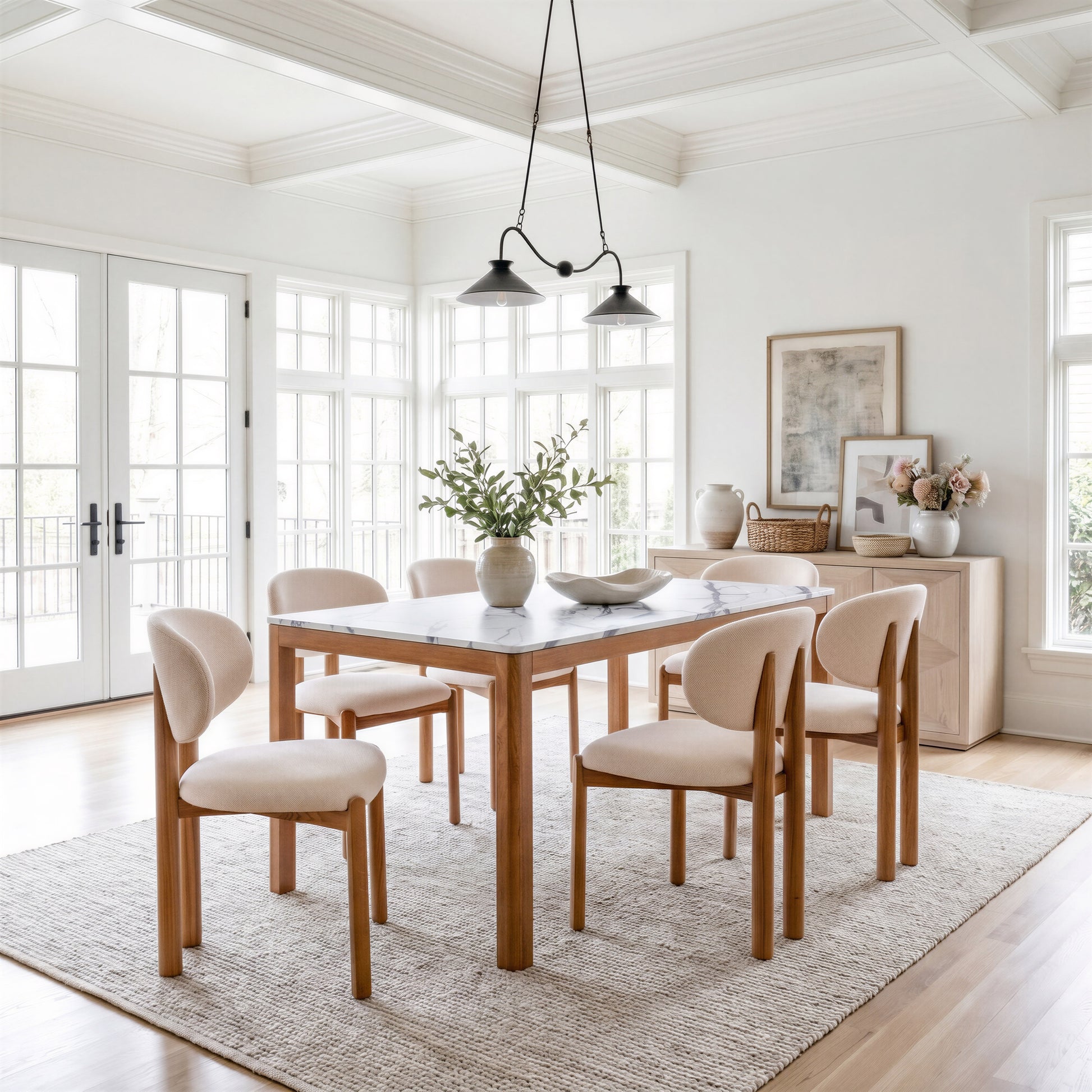 Rosetta Dining Chair (Set of 2) Beige & Walnut - 10