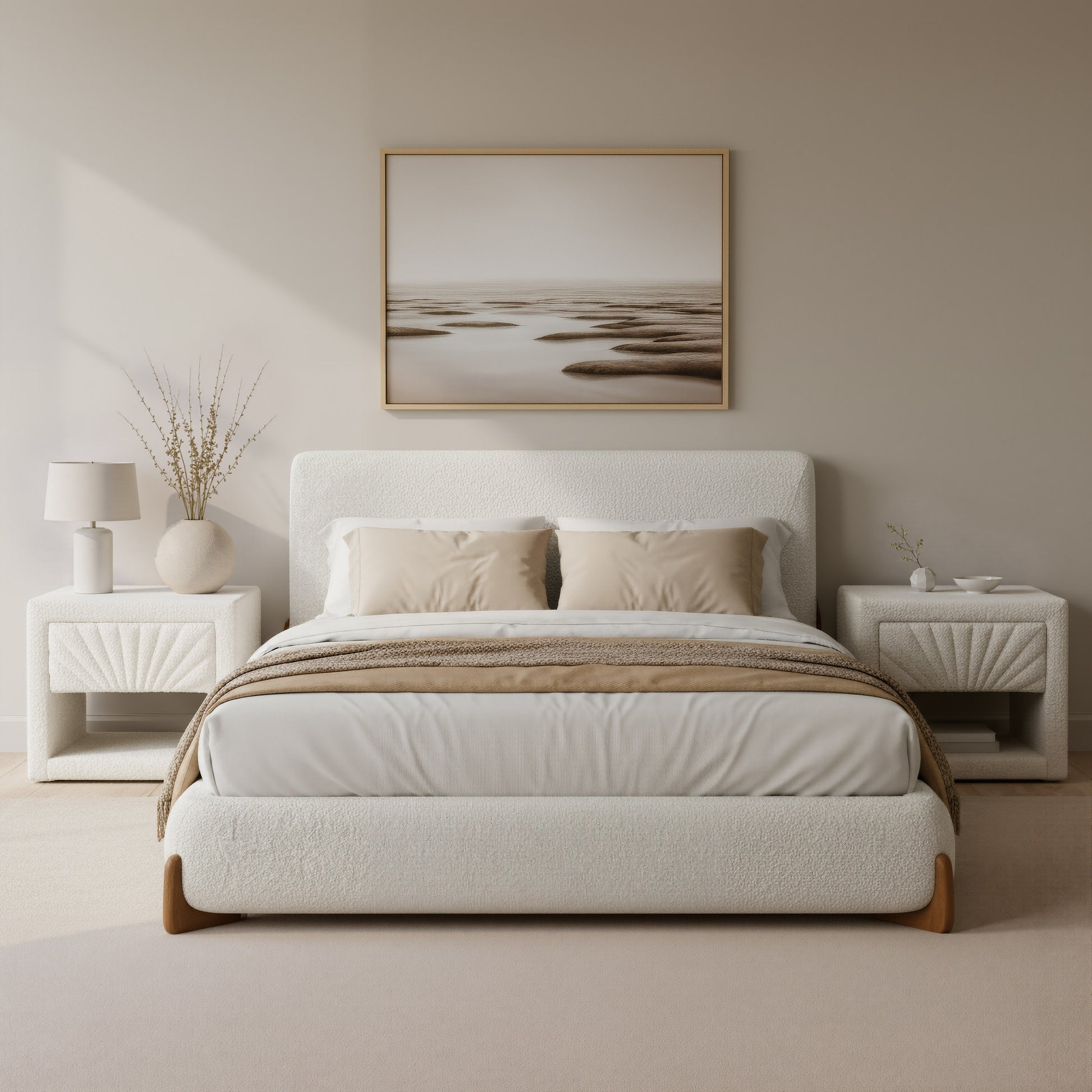 Baris Queen Bed Ivory - 9
