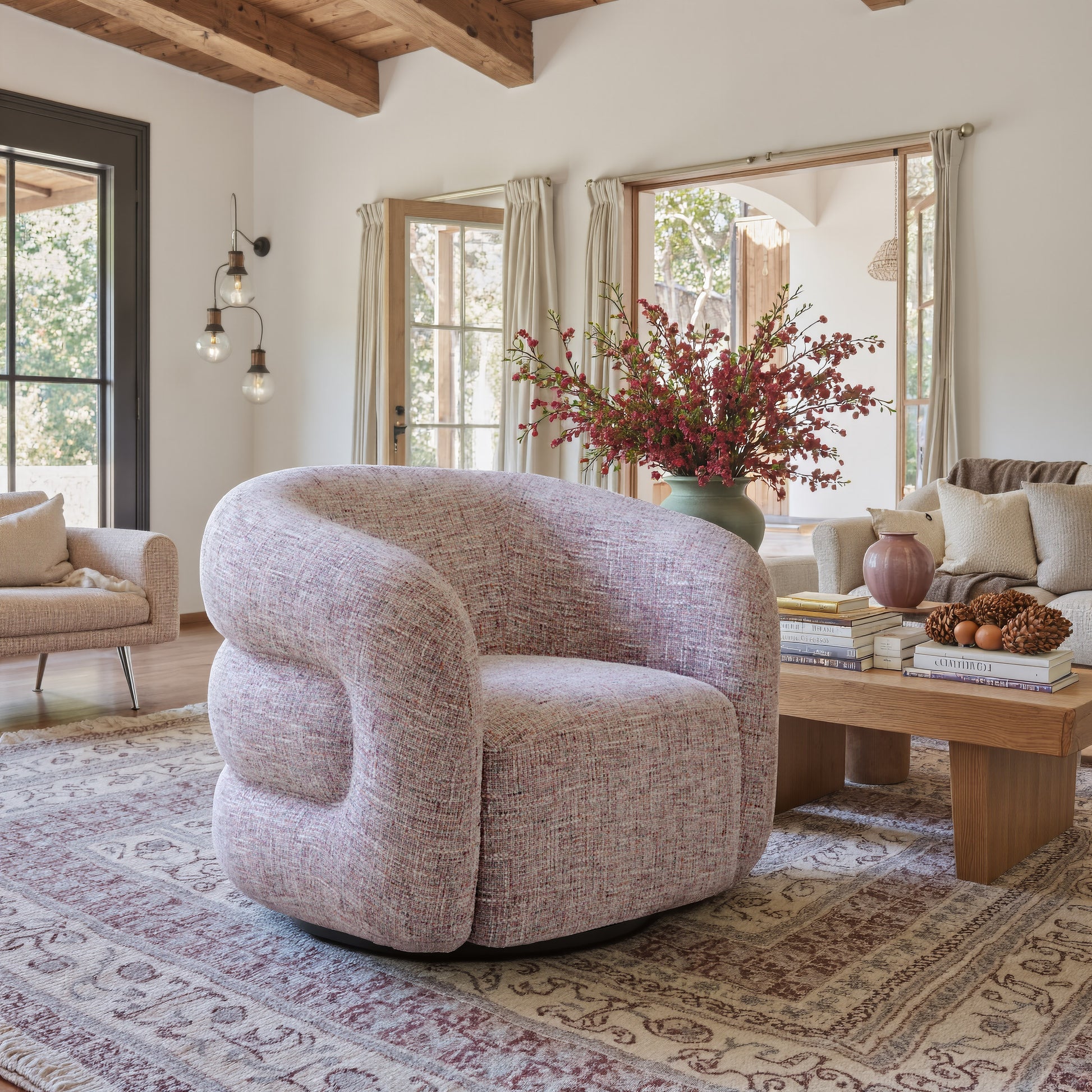 Refine Swivel Chair Pink Tweed - 8