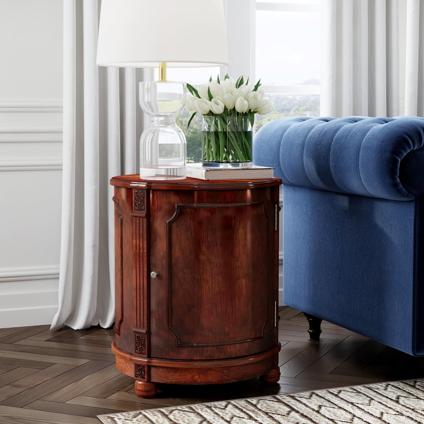 Thurmond Drum 20"W Drum Side Table in Medium Brown  0584024