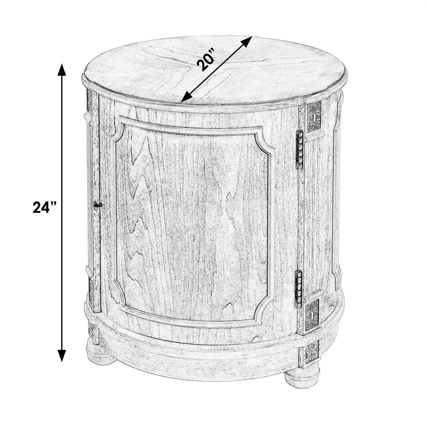 Thurmond Drum 20"W Drum Side Table in Medium Brown  0584024