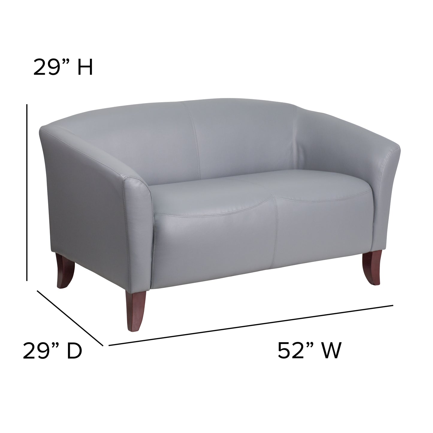 Gray Leather Loveseat 111-2-GY-GG