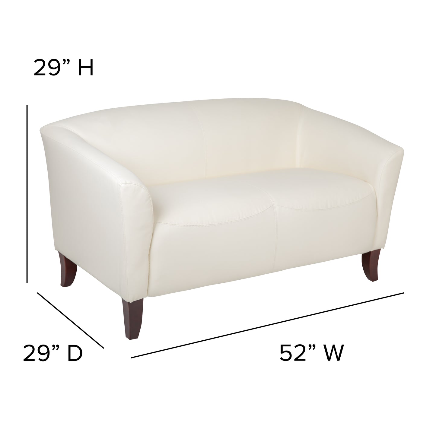 Ivory Leather Loveseat 111-2-WH-GG