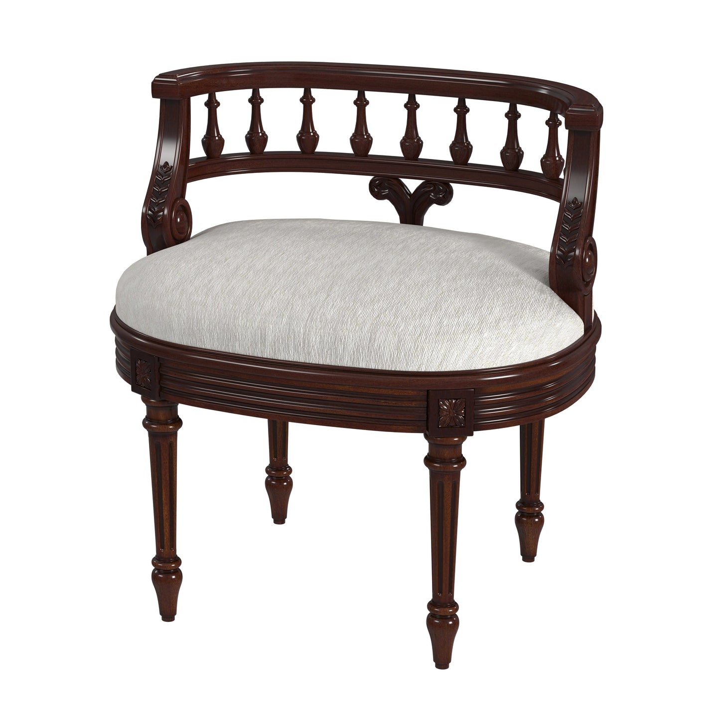 Hathaway Upholstered 22.5"W Vanity Seat in Medium Brown  1218024