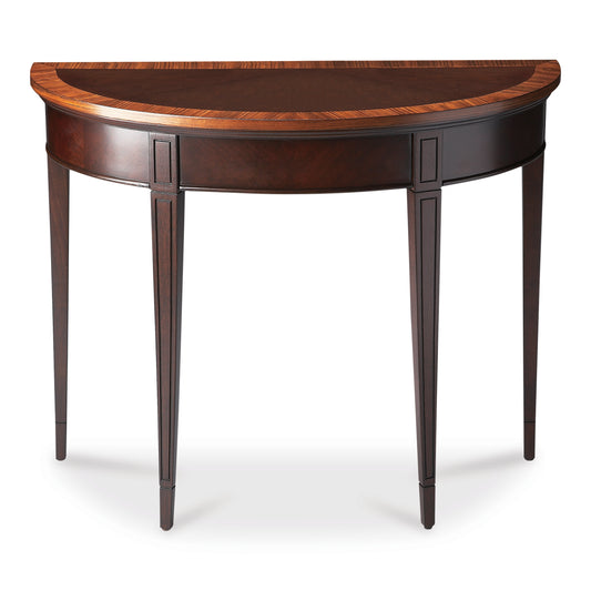 Butler Specialty Company Hampton 36 in. W Demilune Wood 1 Drawer Console Table, Dark Brown