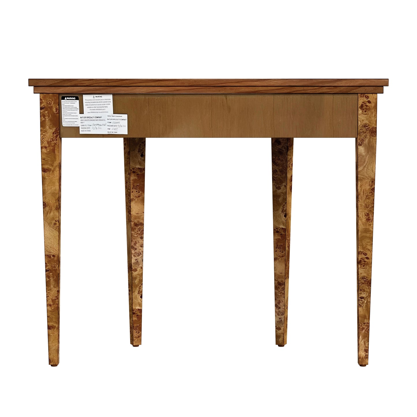 Hampton Demilune Traditional Burl 36" Console Table in Light Brown  1533442