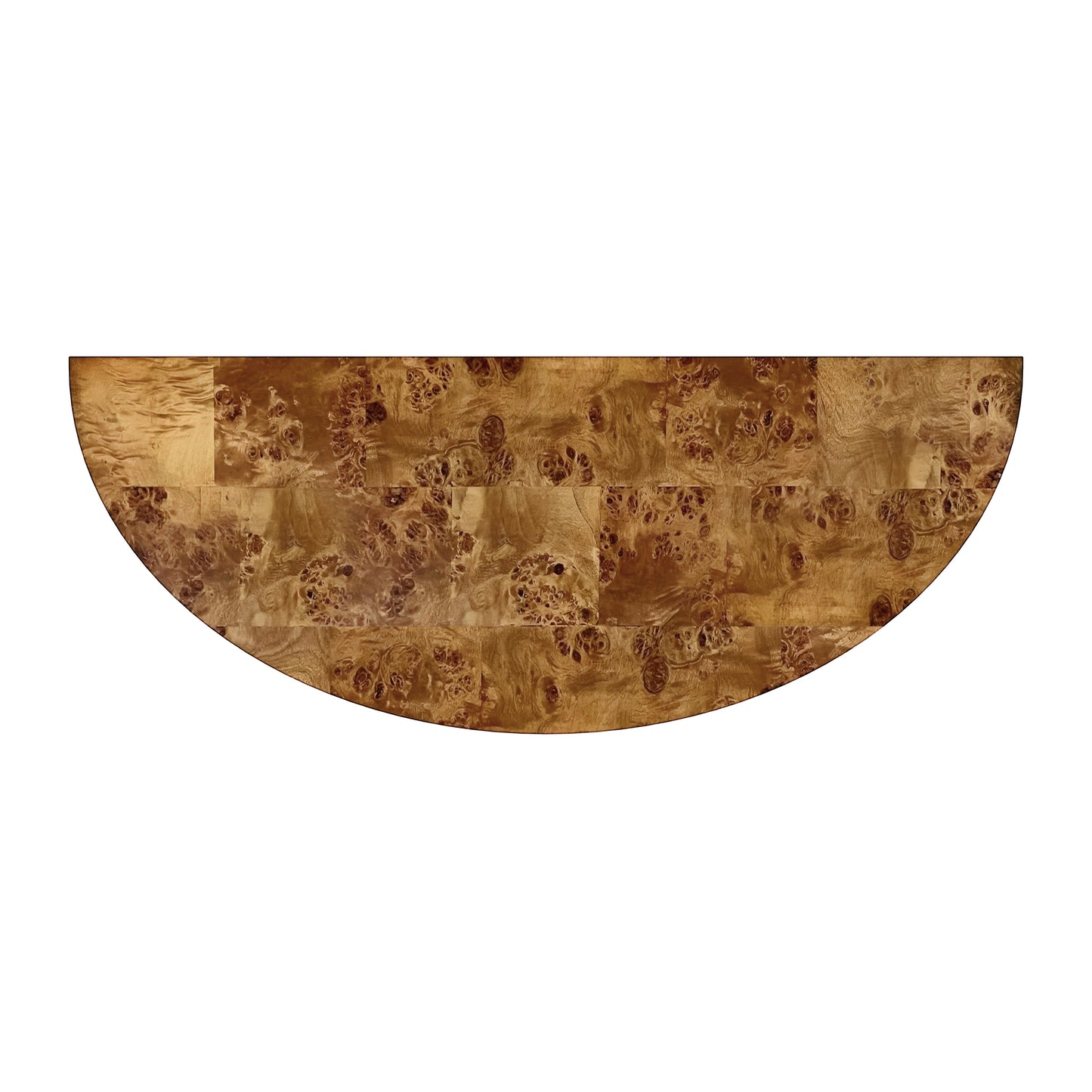 Hampton Demilune Traditional Burl 36" Console Table in Light Brown  1533442