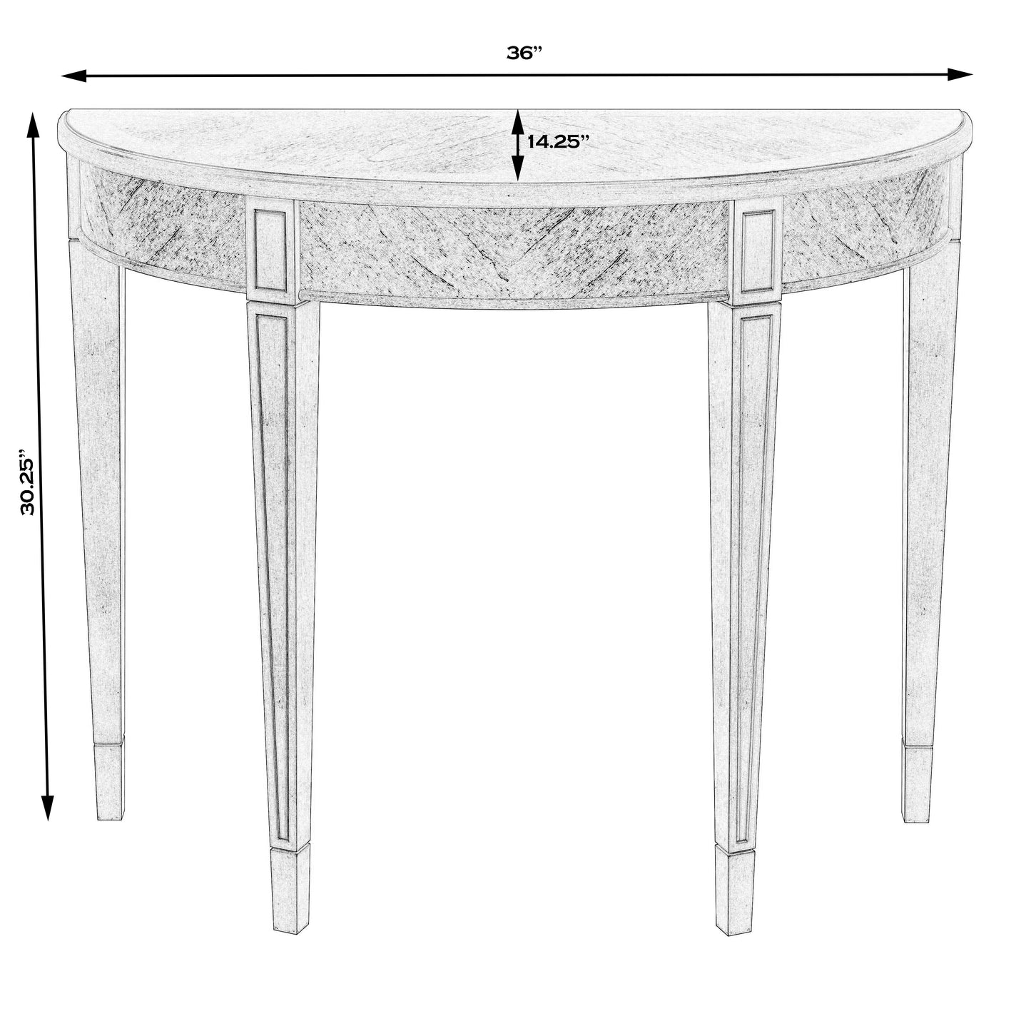 Hampton Demilune Traditional Burl 36" Console Table in Light Brown  1533442