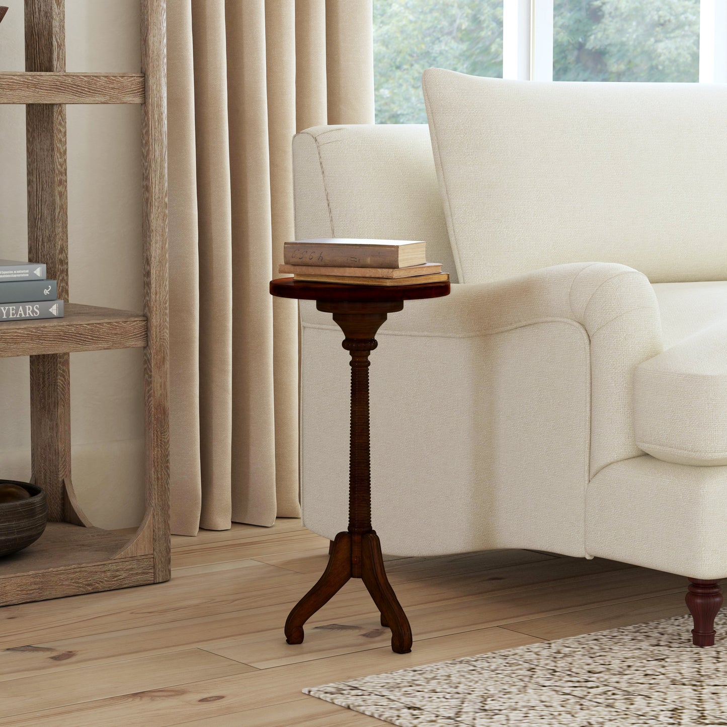 Florence Pedestal Side Table in Dark Brown  1583011