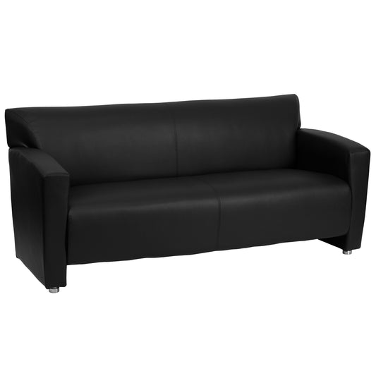 Black Leather Sofa 222-3-BK-GG