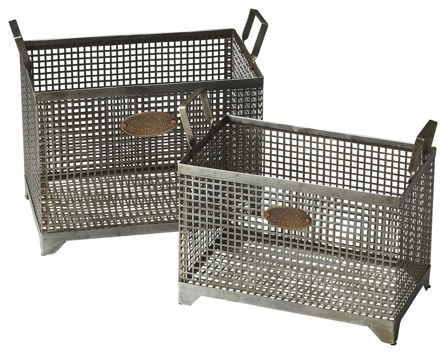 Rowley Iron Storage Basket Set in Gray 2549016