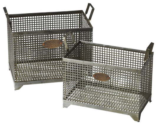 Rowley Iron Storage Basket Set in Gray 2549016