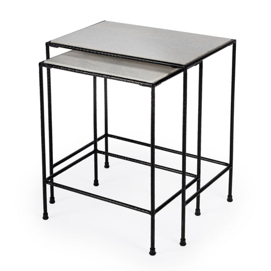 Carrera Marble Nesting Tables in Black,Black and White 2870330