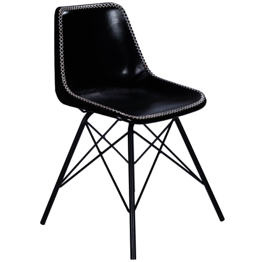 Inland Leather Side Chair in Black  3673034