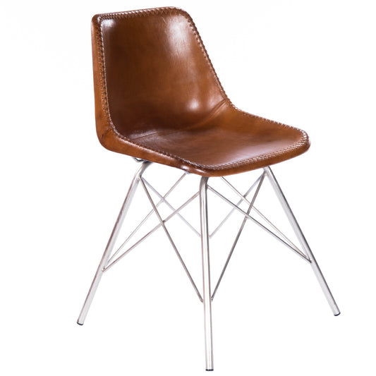 Inland Light Leather Side Chair in Medium Brown  3673220