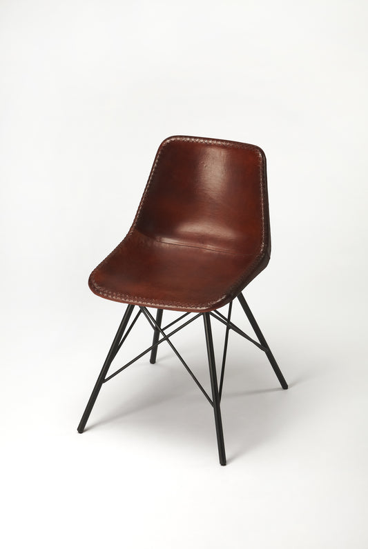 Inland Leather Side Chair in Medium Brown  3673344