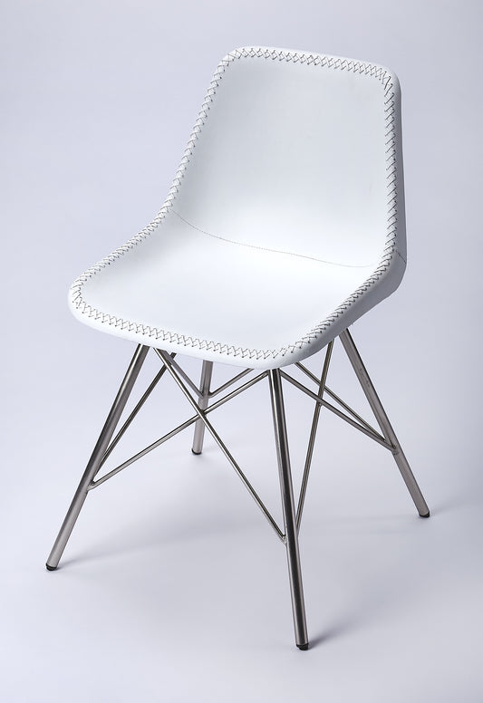 Inland Leather Side Chair in White  3673411