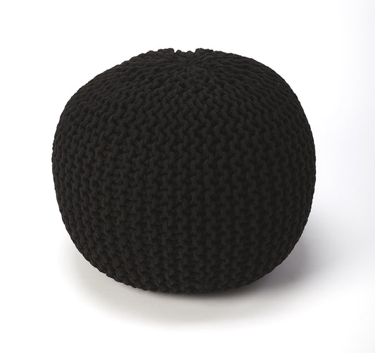 Pincushion Woven 19"W Pouffe in Black 3689295