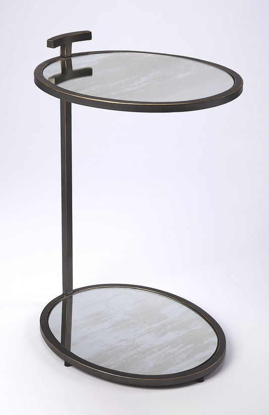 Ciro Metal & Mirrored Side Table in Black  3973407