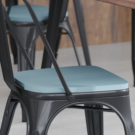 4PK Teal-Blue Poly Chair Seats 4-JJ-SEA-PL01-CB-GG