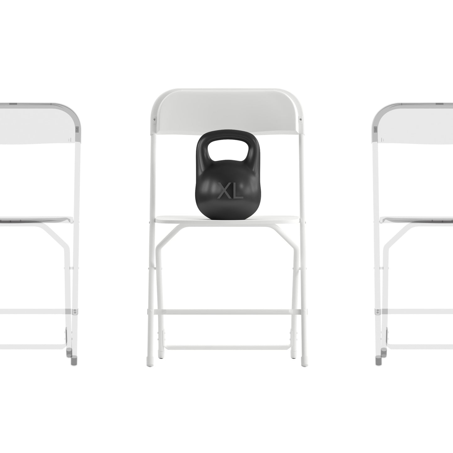 4 Pack White Folding Chairs 4-LE-L-3-W-WH-GG