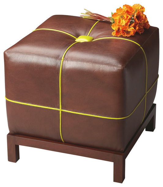 Beecher Leather Bunching Ottoman in Medium Brown 4064260