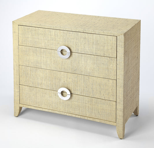 Amelle Raffia 4 Drawer Accent Chest in Cream,Yellow  4483349