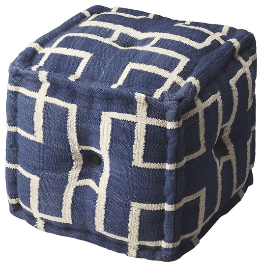 Berkeley Cotton 16"W Pouffe in Blue 5103978