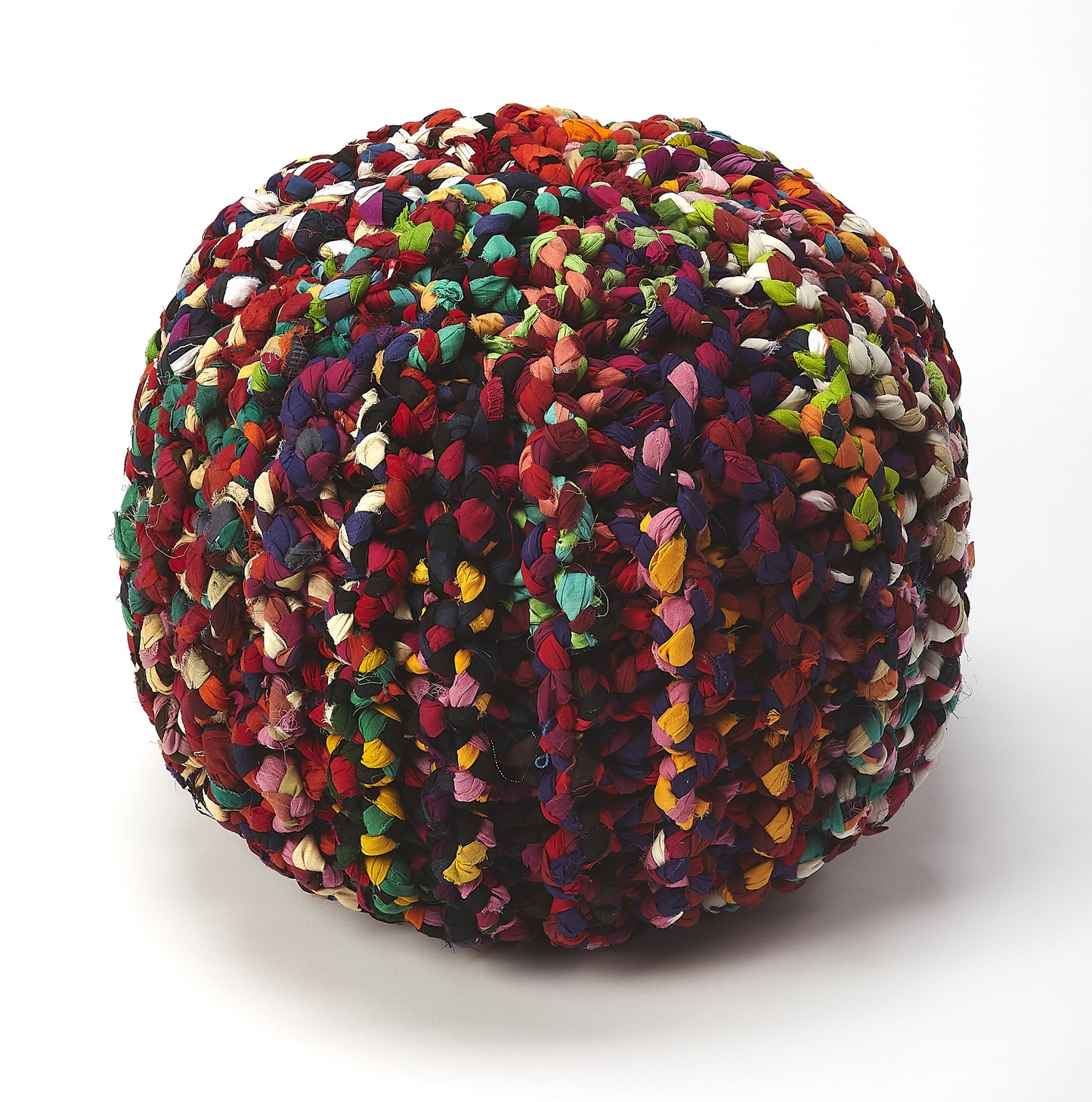 Lulu Multicolor Braided17"W Pouffe in Multi-Color  5292376