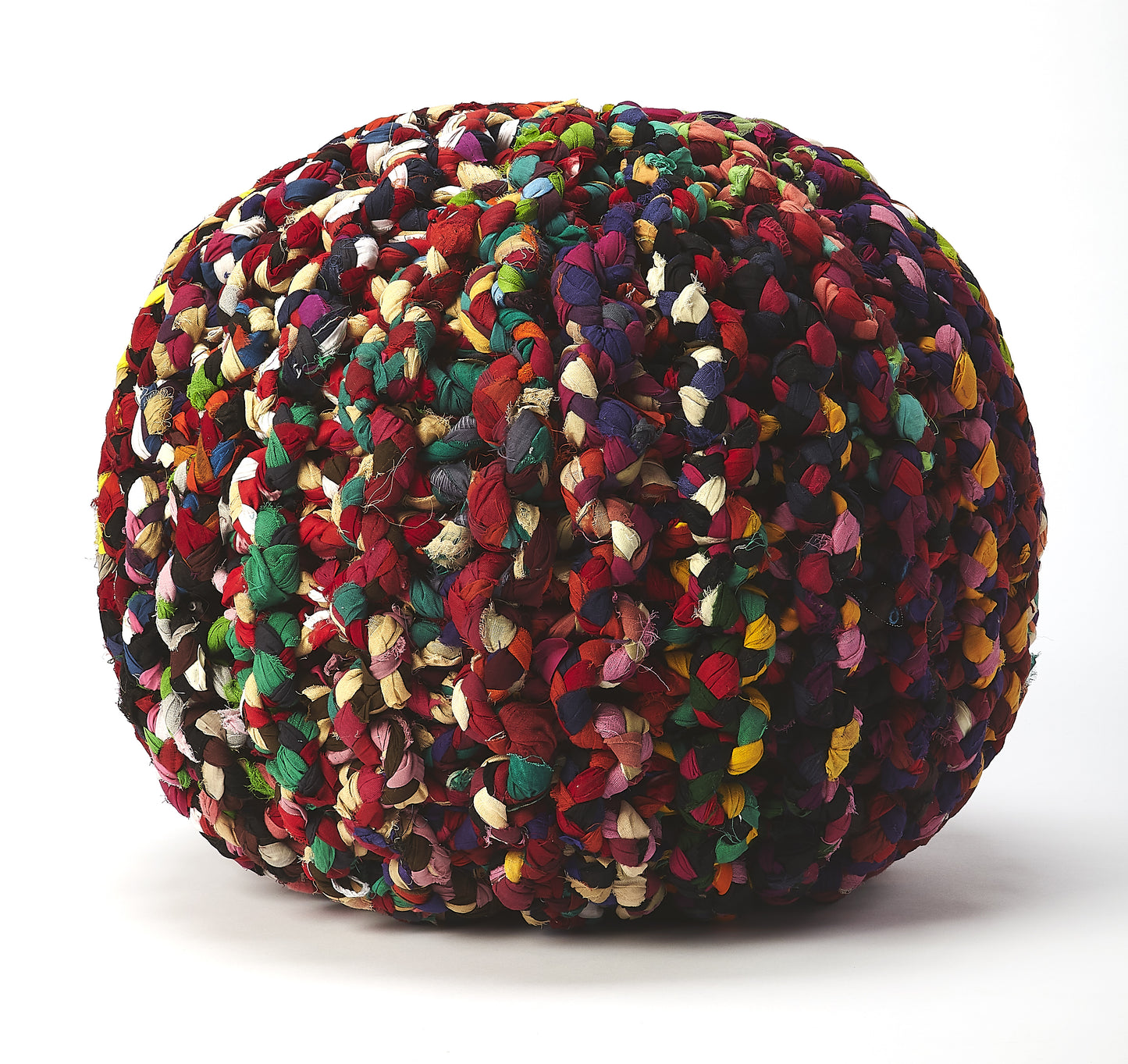 Lulu Multicolor Braided17"W Pouffe in Multi-Color  5292376