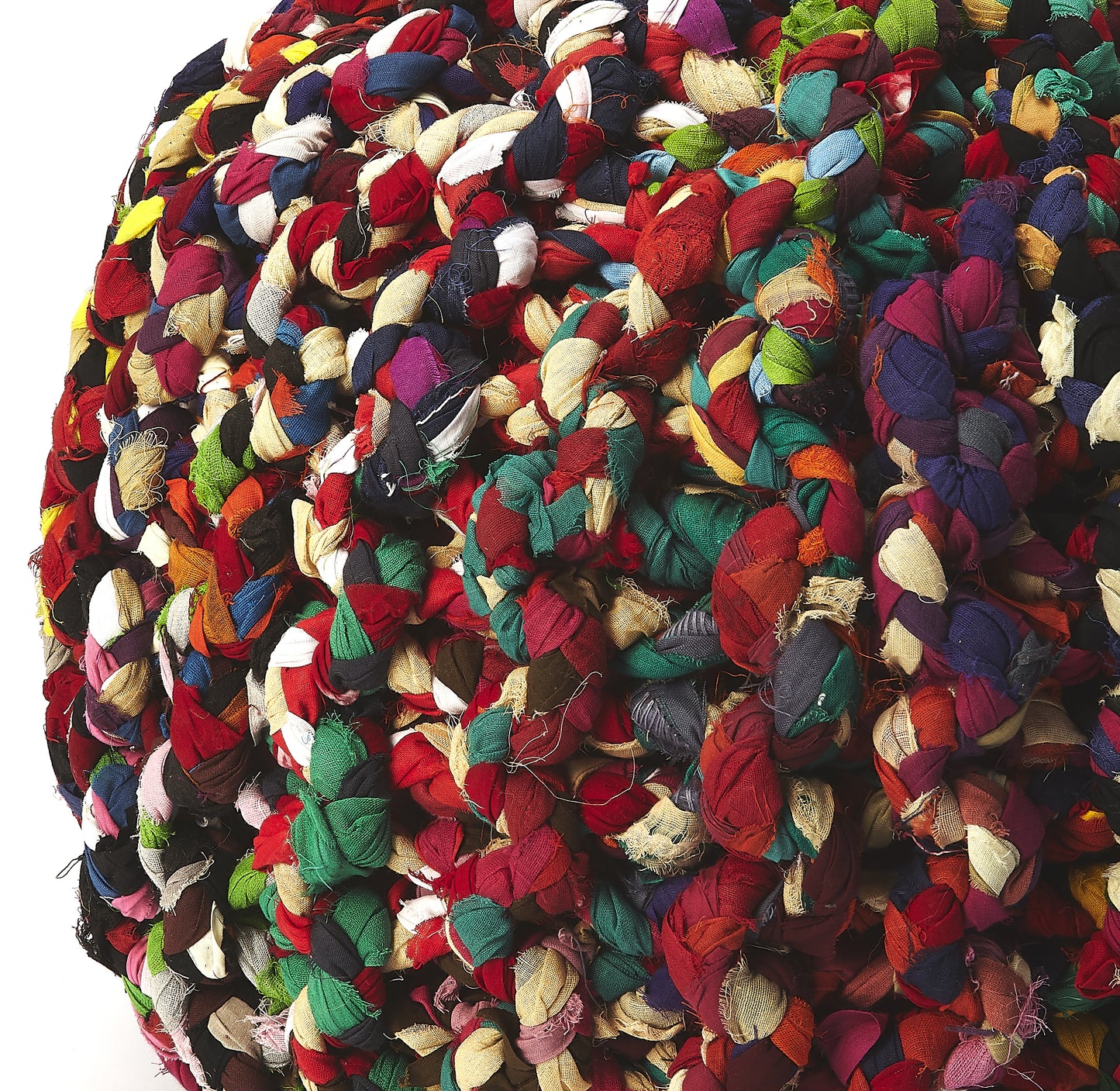 Lulu Multicolor Braided17"W Pouffe in Multi-Color  5292376