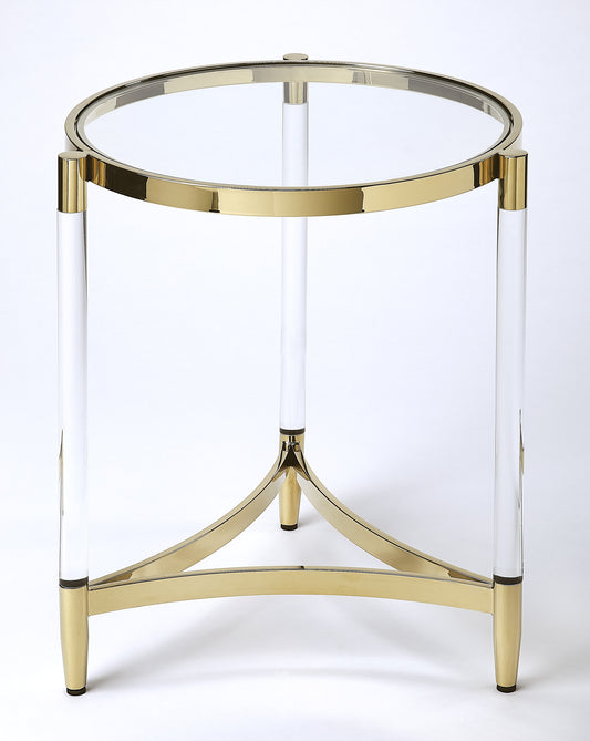 Charlene Acrylic & Round End Table in Gold 5409335