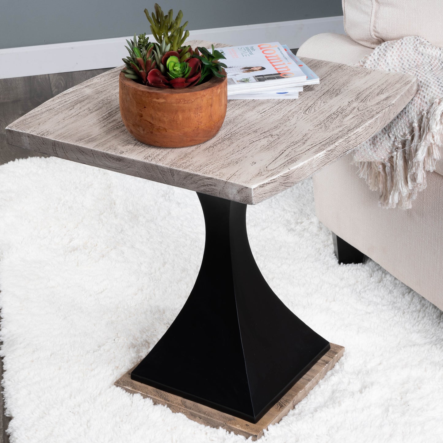 Lidiya Wood & Metal End Table in Gray  5459025