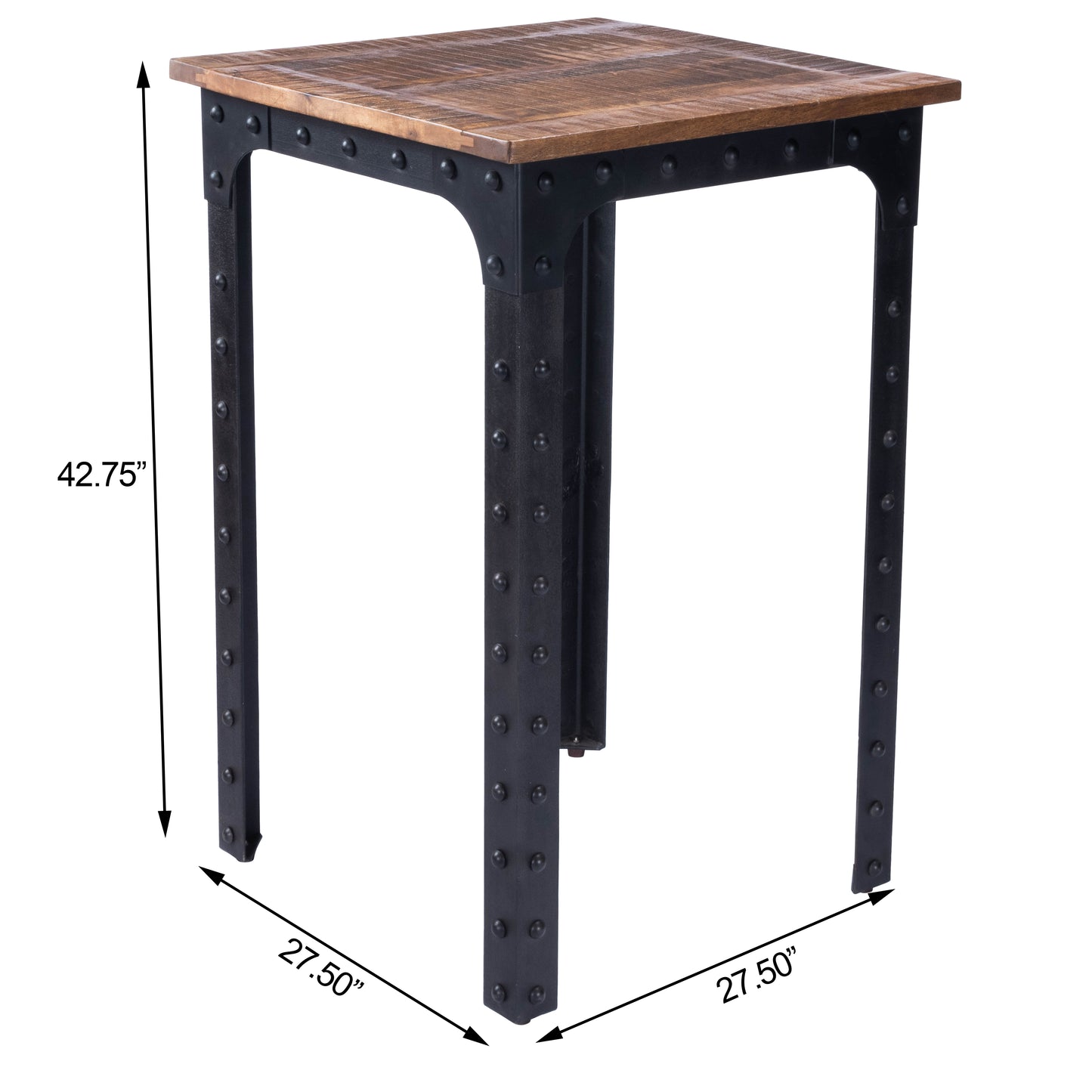 River Wood & Metal 27.5"W Pub Table in Natural Wood 5494330