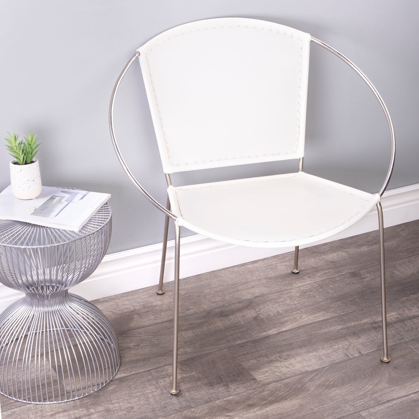 Milo Leather Accent Chair in White  5511411