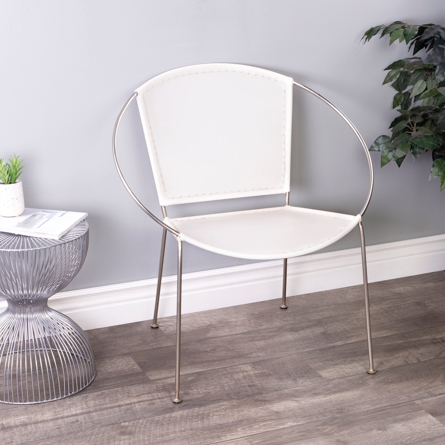 Milo Leather Accent Chair in White  5511411