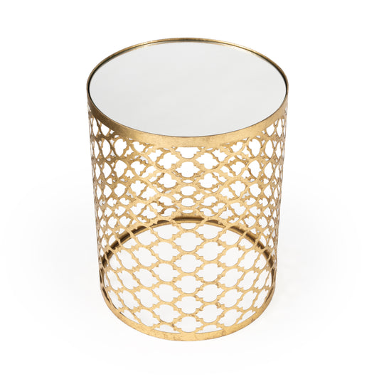 Corselo Mirrored & Metal Side Table in Gold 5540226