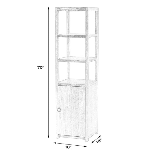 3- Tier 1 Door Narrow  Etagere Bookcase in Navy Blue  5565291